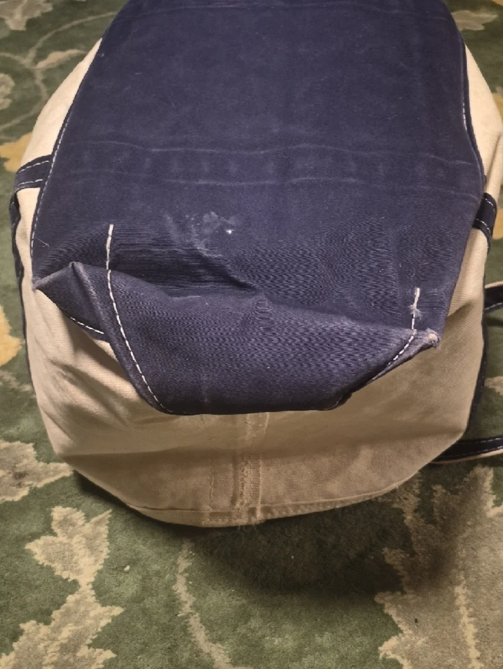 L.L. Bean Canvas Duffel Bag in Beige and Navy